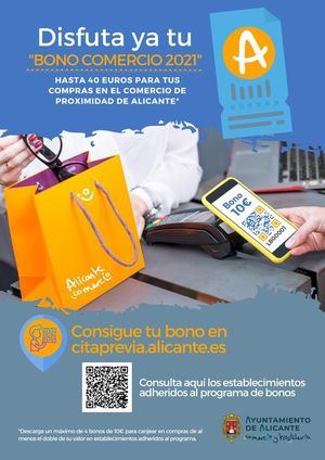 Alicante invita a solicitar los Bonos Comercio con descuentos de 40€