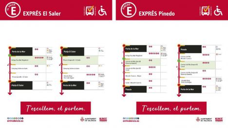 EMT Valencia prolonga el servicio de las líneas estivales exprés Pinedo y El Saler