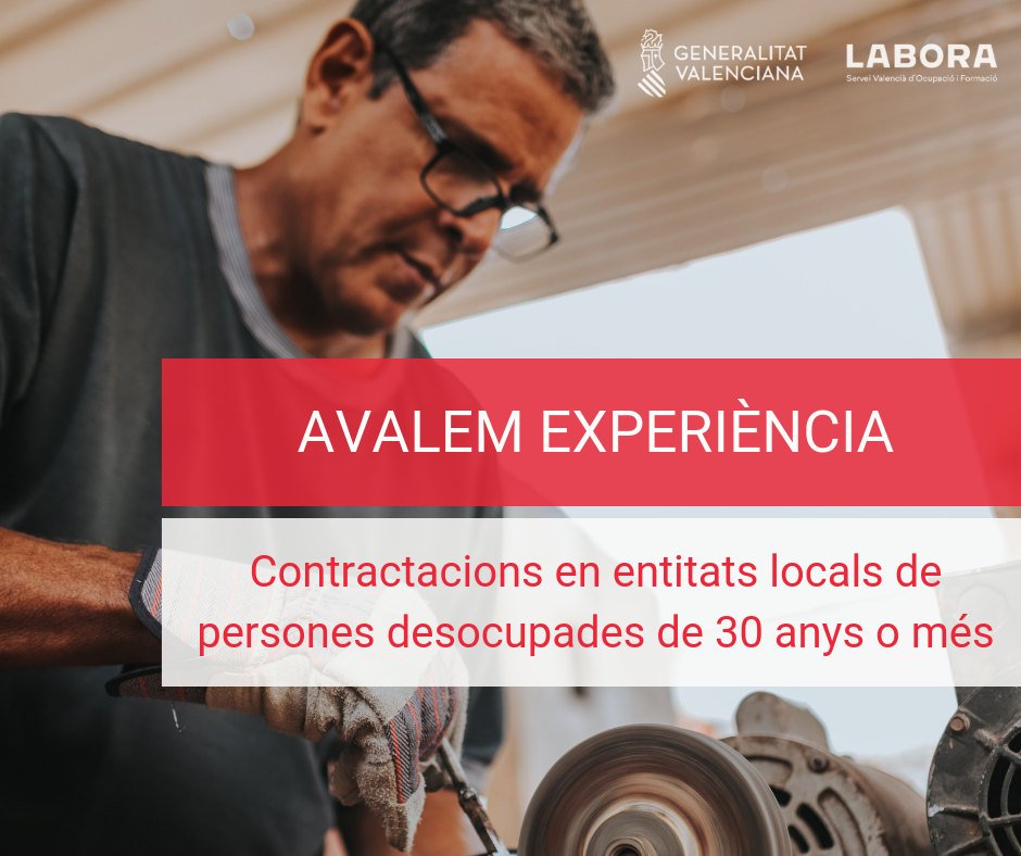 Comunitat Valenciana contratarán a personas desempleadas a partir de 30 años