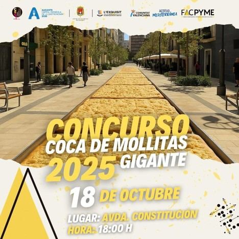 Alicante celebra un evento gastronómico con la coca de mollitas gigante este sábado