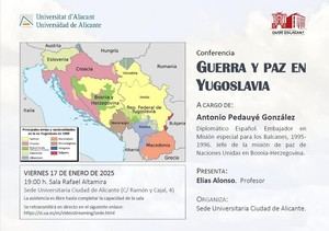 Antonio Pedauyé ofrecerá conferencia sobre la paz en Yugoslavia en la Universidad de Alicante