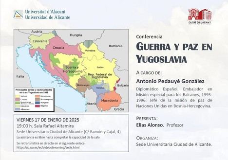 Antonio Pedauyé ofrecerá conferencia sobre la paz en Yugoslavia en la Universidad de Alicante