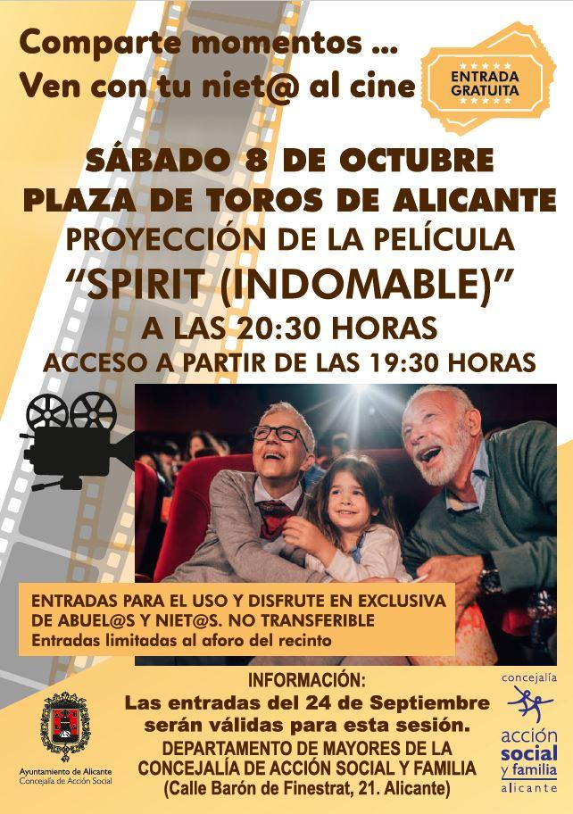 El sábado 8 de octubre se celebra la jornada de cine para mayores y nietos en Alicante