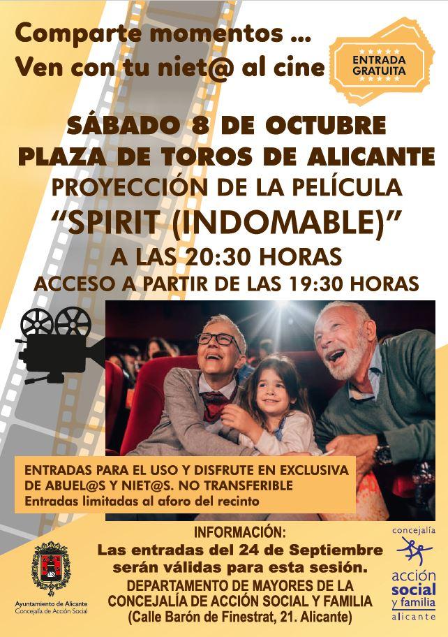El sábado 8 de octubre se celebra la jornada de cine para mayores y nietos en Alicante