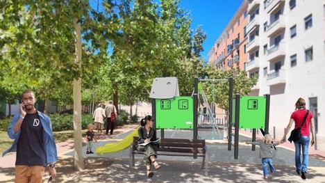 València moderniza el jardín de la plaza Portadors de la Verge de Pinedo con nueva zona infantil