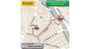 Dispositivo de tráfico para la manifestación del Orgullo en Valencia