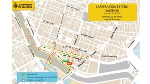 València se prepara para la Carrera Ponle Freno con un dispositivo de tráfico especial