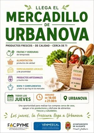 Urbanova inicia su mercadillo estival el 18 de junio con 26 puestos de alimentos y artesanía