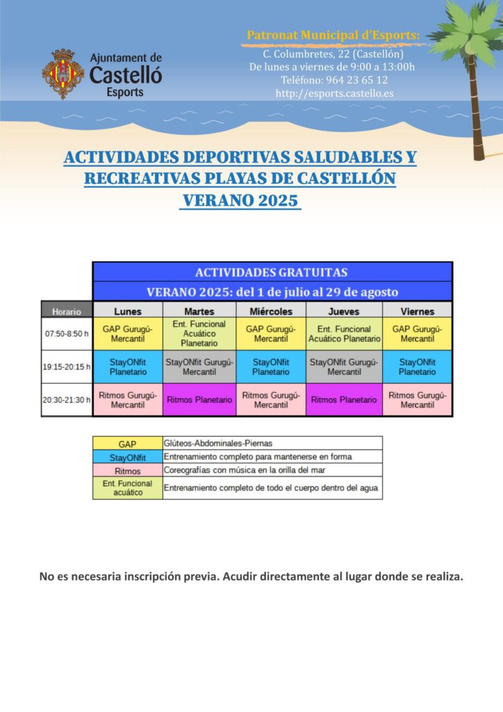 Actividades deportivas gratuitas en las playas de Castellón este verano