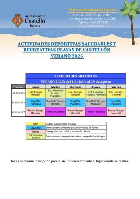 Actividades deportivas gratuitas en las playas de Castellón este verano