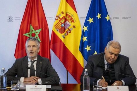 Grande-Marlaska y Laftit discuten seguridad para el Mundial de Fútbol 2030 en Madrid
