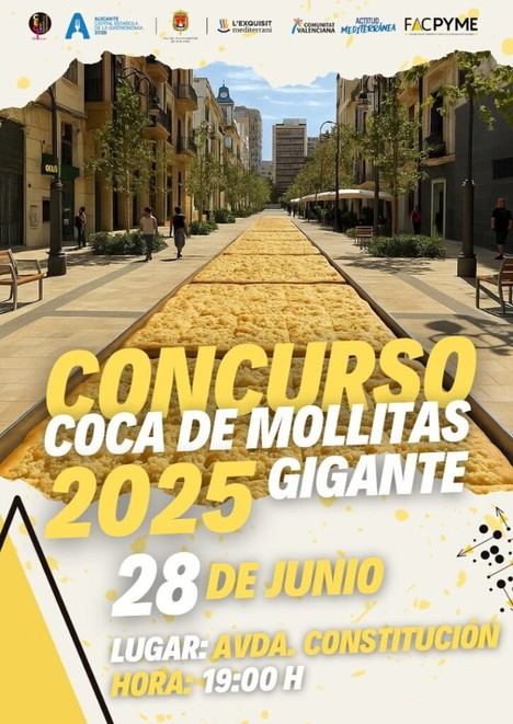 Alicante celebrará una jornada gastronómica con la coca de mollitas el 28 de junio