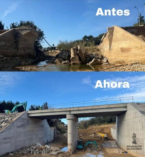Nuevo puente en Picassent abrirá en febrero con mejoras para resistir riadas