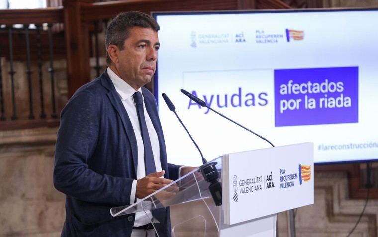 Mazón destina 350 millones de euros para ayudas automáticas a damnificados por inundaciones